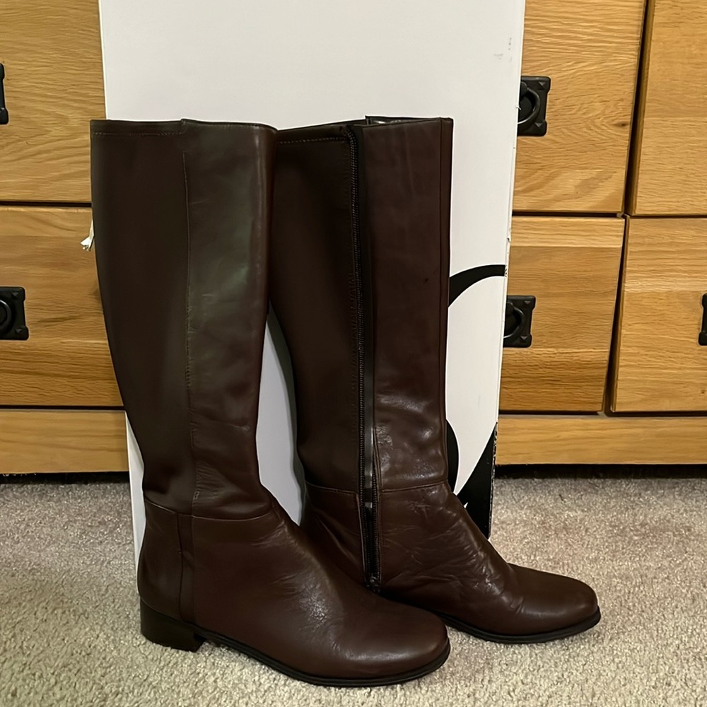 Nine West Vintage America Collection Womens Selenao Riding Boots Brown Zip 5.5M